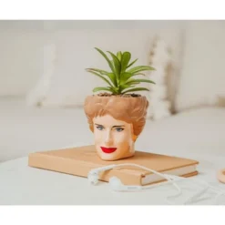 Silver Buffalo The Golden Girls Blanche 3-Inch Ceramic Mini Planter With Artificial Succulent -Greenery Decor Store GUEST 9b3cd3c4 f2f1 49d9 95a0 e08683f9ac7b