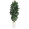 Nearly Natural 5-ft Bamboo Palm Artificial Plant In White Planter