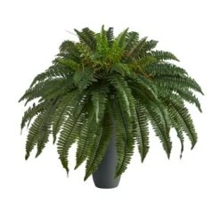 Nearly Natural 2.5-ft Boston Fern Artificial Plant In Gray Planter -Greenery Decor Store GUEST a2a821db 13b9 4533 9e45 30ff4d644be1