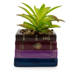 Silver Buffalo Harry Potter Book Stack 3-Inch Ceramic Planter With Artificial Succulent