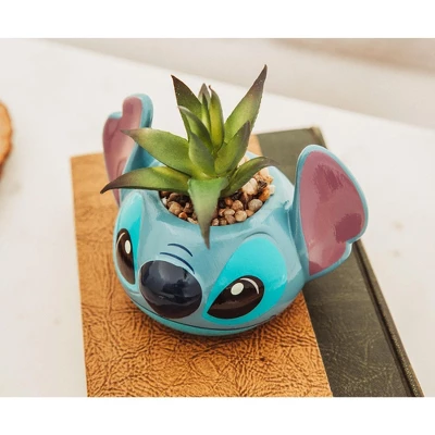 Silver Buffalo Disney Lilo & Stitch 3-Inch Ceramic Mini Planter With Artificial Succulent 5 Silver Buffalo Disney Lilo & Stitch 3-Inch Ceramic Mini Planter With Artificial Succulent - Image 3