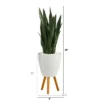 Nearly Natural 4-ft Artificial Sansevieria Snake Plant In White Planter With Stand -Greenery Decor Store GUEST a53786bf 1212 41ae 9a65 01820d1f3909