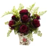 Nearly Natural Rose & Maiden Hair With Floral Planter, Burgundy -Greenery Decor Store GUEST a997348b e40e 476f 8485 d0f95bcb7862