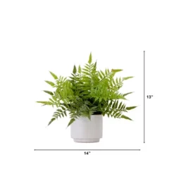 Nearly Natural 13-in Artificial Boston Fern Plant With Decorative Planter -Greenery Decor Store GUEST aa68e36a 386a 4ce2 baec 0bc4ff820e12