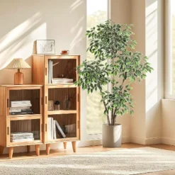 6ft Artificial Ficus Tree,Tall Faux Floor Plant With White Tall Planter White-Edged Leaves,Faux Greenery Tree For Garden Decor -Greenery Decor Store GUEST b21a660f c49e 4fff 9593 87d223b6f961