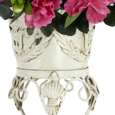 Nearly Natural Azalea With Metal Planter Silk Plant Pink 4 Nearly Natural Azalea With Metal Planter Silk Plant Pink - Image 2