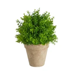Nearly Natural 8-in Boxwood Artificial Plant In Decorative Planter -Greenery Decor Store GUEST bc5d115f 6098 4a9b 8909 4beadfc4c52e