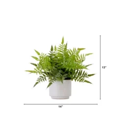 Nearly Natural 13-in Artificial Boston Fern Plant With Decorative Planter