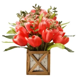 National Tree Company 20" Planter With Pink Tulips -Greenery Decor Store GUEST bf3fce66 b76f 422d 9a5c dd751de7d1c0