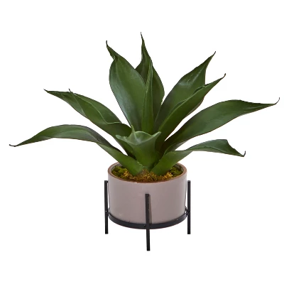 Nearly Natural 14-in Agave Succulent In Decorative Planter 3 Nearly Natural 14-in Agave Succulent In Decorative Planter