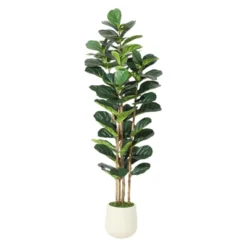 Whizmax Artificial Fiddle Leaf Fig Tree - Tall Faux Plant In White Planter, Realistic Greenery For Home & Office Decor, Fake Indoor Tree -Greenery Decor Store GUEST c8068d5a 39b7 410e 88aa e8339284571e