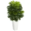Nearly Natural 40" Areca Palm Artificial Plant In White Tower Planter"