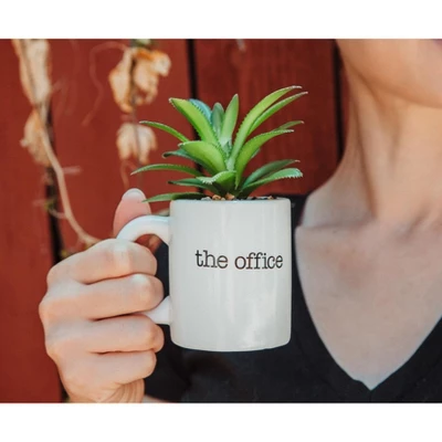 Silver Buffalo The Office "World's Best Boss" 3-Inch Ceramic Mini Planter With Artificial Succulent 4 Silver Buffalo The Office "World's Best Boss" 3-Inch Ceramic Mini Planter With Artificial Succulent - Image 2