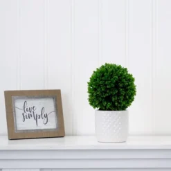 Nearly Natural 10-in Artificial Boxwood Topiary Plant With Decorative Planter -Greenery Decor Store GUEST de560852 77ab 40fc bb45 489ffbd8bef6