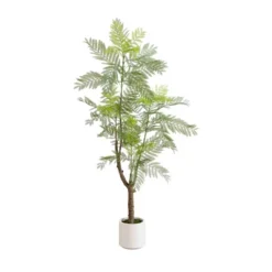 Nearly Natural 6-ft Artificial Jacaranda Tree In White Decorative Planter -Greenery Decor Store GUEST df630926 c4ac 4aa3 be55 a95f44b5c774