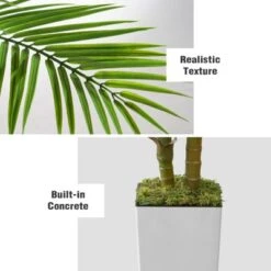 5ft Artificial Palm Tree In White Planter Faux Tropical Plant For Indoor Outdoor Office House Decor With 2 Trunks -Greenery Decor Store GUEST e4f0a5ec 2cf6 415c a612 a1b5d7976237