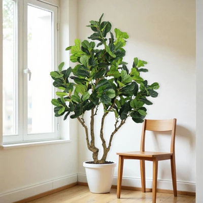 KWPZQEB 7FT H Artificial Banyan Tree, Large Faux Greenery With Natural Look Leaves, Tall Lush Faux Tree With Black Nursery Planter For Indoor, Outdoor 7 KWPZQEB 7FT H Artificial Banyan Tree, Large Faux Greenery With Natural Look Leaves, Tall Lush Faux Tree With Black Nursery Planter For Indoor, Outdoor - Image 5