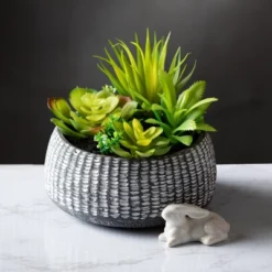 Sullivans Artificial Succulent In Cement Planter 6"H Green -Greenery Decor Store GUEST ec279f0d fd11 46a9 a8e4 b83823e3966c