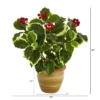 Nearly Natural 14-in Variegated Holly Leaf Artificial Plant In Ceramic Planter (Real Touch)