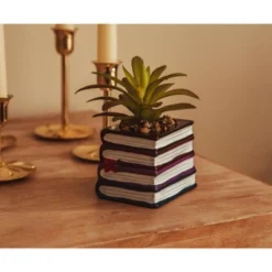 Silver Buffalo Harry Potter Book Stack 3-Inch Ceramic Planter With Artificial Succulent -Greenery Decor Store GUEST ed9673ae f596 4d77 a25d a6471925bd3b