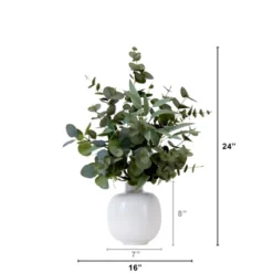 Nearly Natural 24-in Artificial Eucalyptus Leaves Arrangement With Ceramic Planter 7 Nearly Natural 24-in Artificial Eucalyptus Leaves Arrangement With Ceramic Planter -Greenery Decor Store GUEST f2dca8d4 97f8 475f 9545 60b3e78376b8