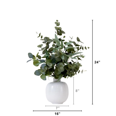 Nearly Natural 24-in Artificial Eucalyptus Leaves Arrangement With Ceramic Planter 4 Nearly Natural 24-in Artificial Eucalyptus Leaves Arrangement With Ceramic Planter - Image 3
