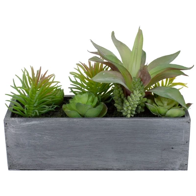 Northlight 12" Artificial Mixed Succulent Plants In A Rectangular Planter 5 Northlight 12" Artificial Mixed Succulent Plants In A Rectangular Planter - Image 3