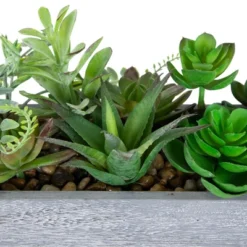 Northlight 12" Mixed Succulent Artificial Plants In Wooden Planter - Green/Gray -Greenery Decor Store GUEST f7700e89 fdae 4aa1 8631 9a4c7fd7a44d